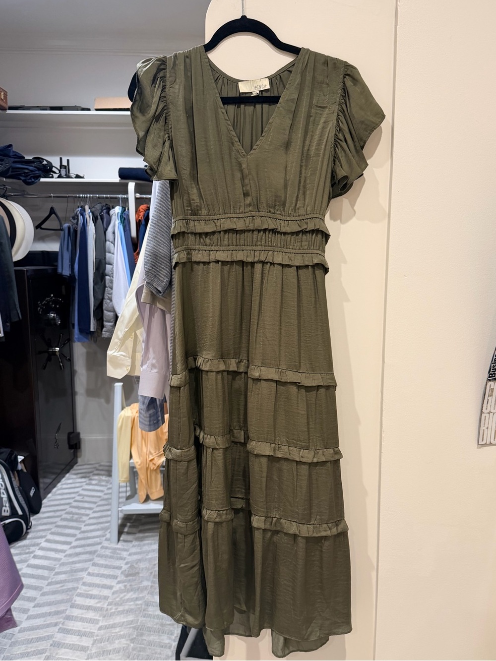 Pinch Olive Green Tiered Maxi Dress
